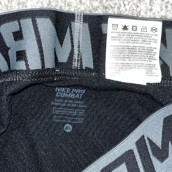 Nike Black PRO Combat Compression tapered workout yoga style tights leggings XL - Picture 3 of 6